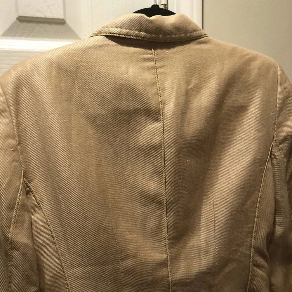STRENESSE Gabriele Strehle Tan Linen Silk Blazer 8 - Picture 5 of 11